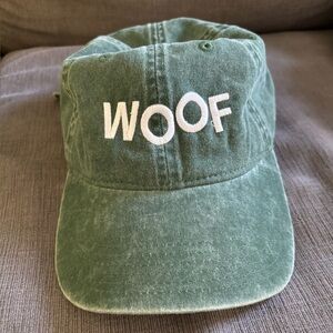 Baseball Cap Hat Dog WOOF Green
